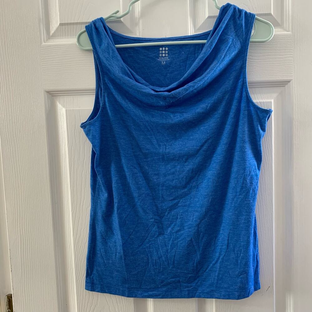 Title Nine Vibrant Blue Cowl Neck Sleeveless Top Size Medium